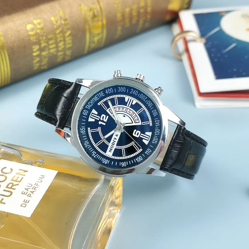 Beimai OEM Armbanduhr Factory Spot Casual Blue Light Glass Quartz Belt Men's Watch