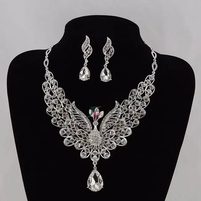 2025 Trendy Wedding Jewelry Set Necklace and Earrings with Claw Setting for Party Engagement Anniversary