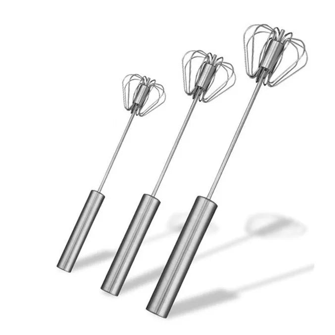 Wholesale Eco-Friendly Stainless Steel Manual Rotating Egg Whisk Portable Small Kitchen Gadgets Metal Egg Beater