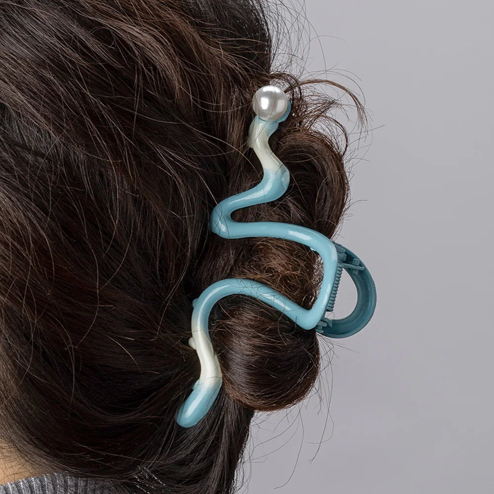 Hair Claw Clips Metal Colorful Pearl Hair Accessories for Women Girls Elegant French Hair Barrettes Hairpin Banana Clips