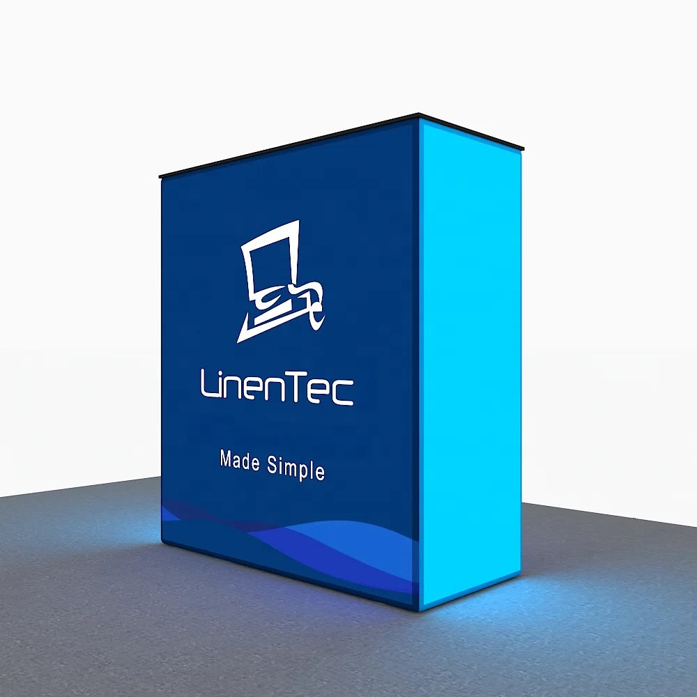 Free Design Aluminum Tension Fabric LED Backlit Promotion Tables Advertisement Event Portable Light up Display Reception Coun