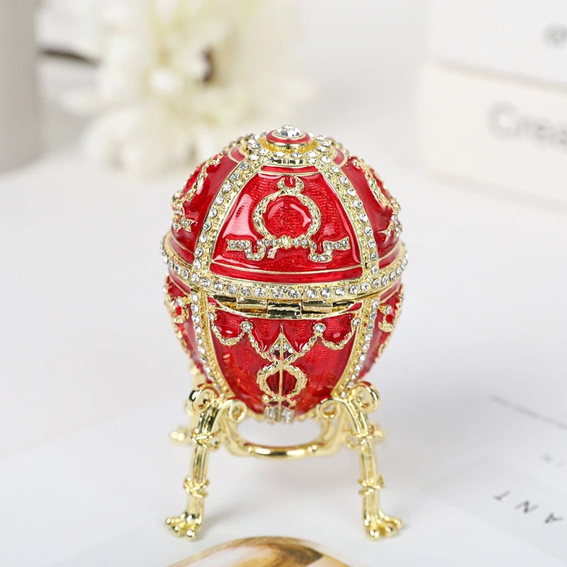 SHINNYGIFTS Royal Wedding Favor Metal Enamel Egg Trinket Box Multi-Function Flower Pendant Necklace Jewelry Gift Souvenir