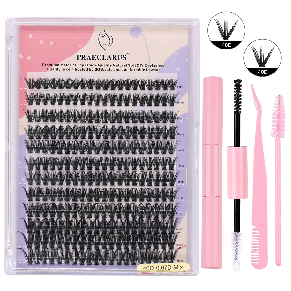 Band Segment Eyelashes Fiber/8-16mm DIY Lash Extension Kit Soft Thin Band DIY Lashes DIY Lash Extension Mix Kit