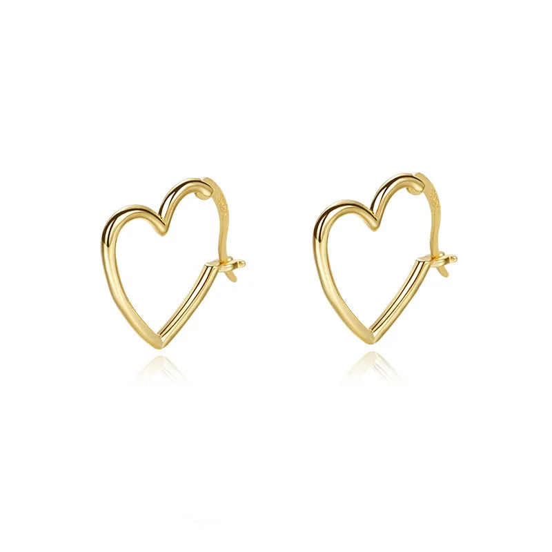 Daidan Girls Earrings Jewelry Ladies Fashion Gold Plated Huggie Sterling Silver Hoop Heart Hoop Earrings