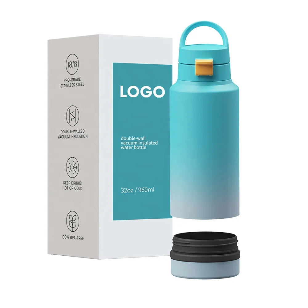 STARLII Custom Logo Double Wall Insulated Stainless Steel Travel Water Bottle With Hidden Storage Compartment Bottom and Pop 