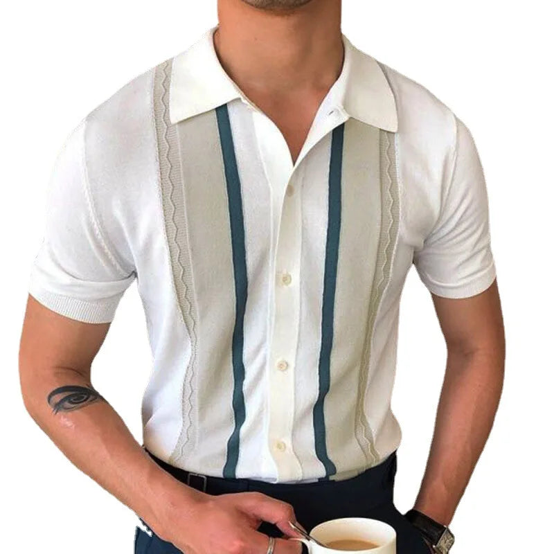 Breathable Casual Business Summer Tops High Quality Viscose Collared Short Sleeve Button up Golf Polo T Shirts for Men 2026