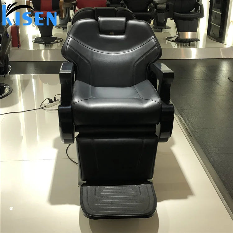Kisen Barbershop Equipment Salon Furniture Vintage Antique Brown Chairs Hairdressing Black Electric Barber Chair