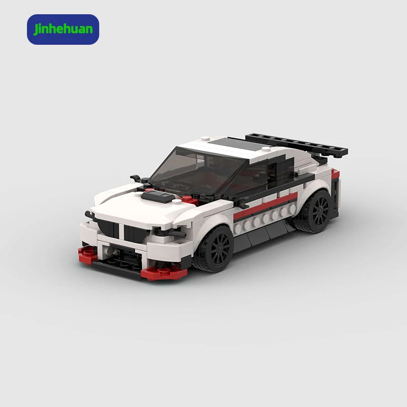 247Pcs Moc Bricks Vehicles for Children White Mini Pvc Sport Car Model Kids Paper Instructions Car Building Block Sets
