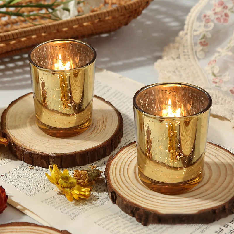 Hot Sale Luxury Festival Decoration Jar Electroplating Carved Glass Wax Christmas Series Red Aromatherapy Candle Cup
