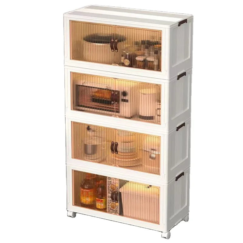 Acrylic Foldable Rectangle White Wardrobe Storage Cabinet Stackable Children's Clothes Toys Storage Locker