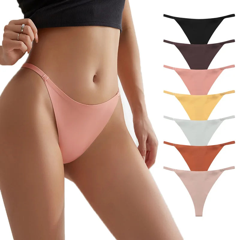 Custom Logo Women's Sexy Low Waist Sports String Thong Panties EU Size Smooth Seamless Braces Solid Pattern Free Samples