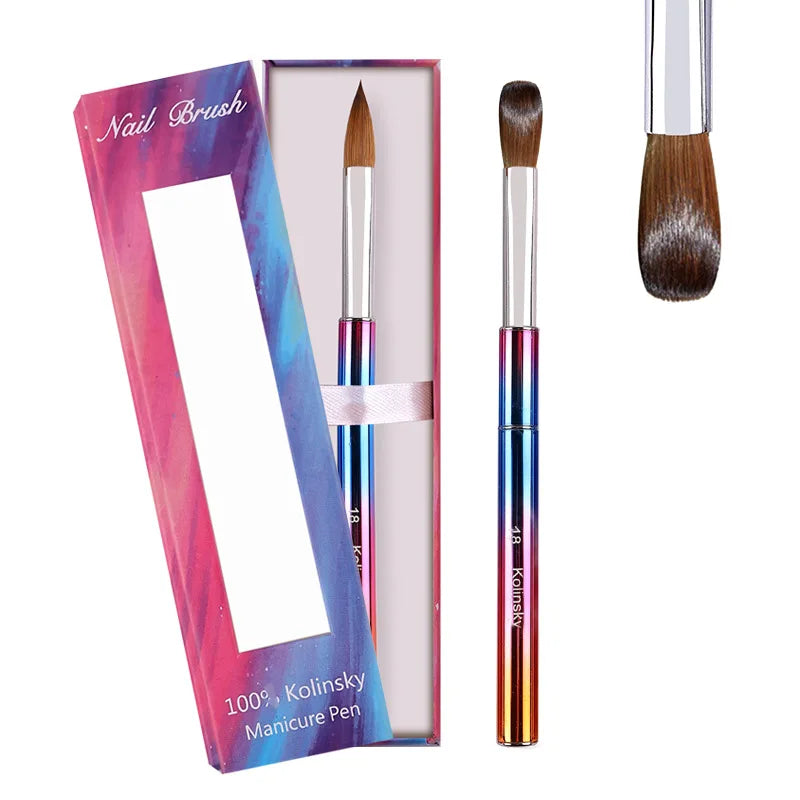 Custom Logo Pinceles 100% Pure Kolinsky Brush USA Size #2 - #18 Metal Handle Sable Nail Acrylic Brush
