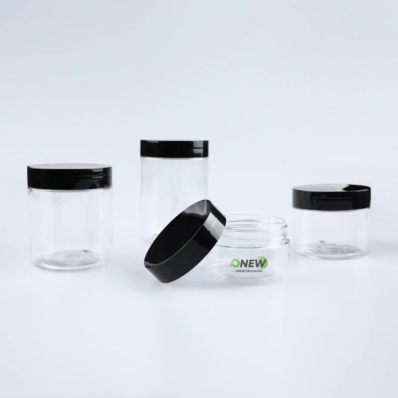 Transparent Plastic Pet Packaging Tins Jar for Food clear Plastic Container Jar with Plastic Lid