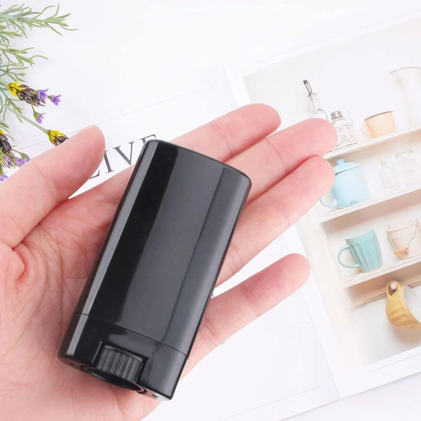 Roll-up Deodorant Stick Container Black Oval Shape Tube for Deodorant Empty Deodorant Stick Containers Bpa Free