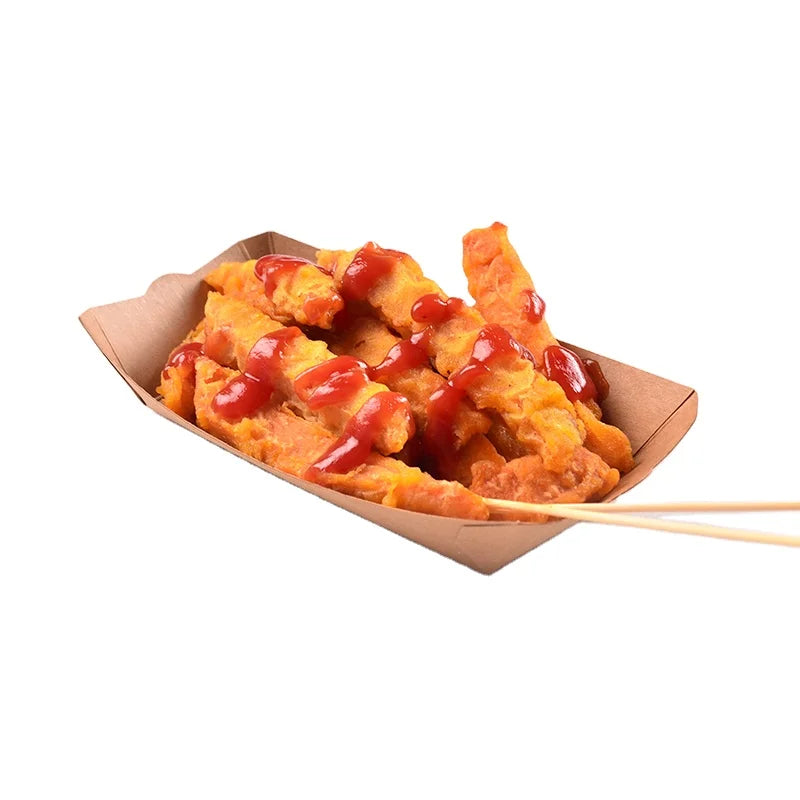 Customized logo Printed Paper Food Tray Kraft Paper Ship Box