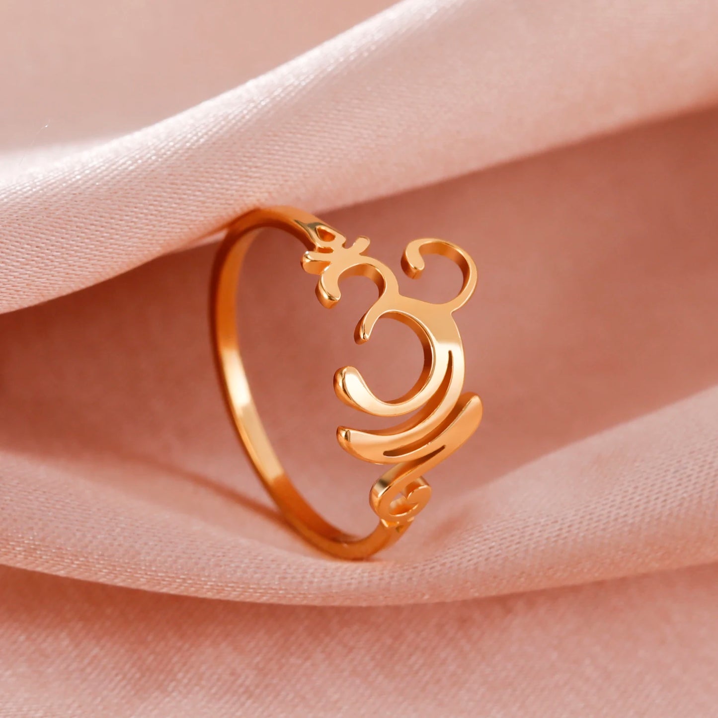 Mysterious Vintage Yoga OM Buddha Hindu Ring Finger Accessories for Women Men Stainless Steel Jewelry Amulet Gift