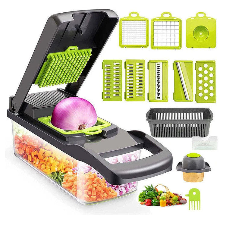 Factory Wholesale Kitchen Accessories 12 in 1 Food Cutter Veggie Onion Chopper Mandoline Slicer Multifunctional Vegetable Cut
