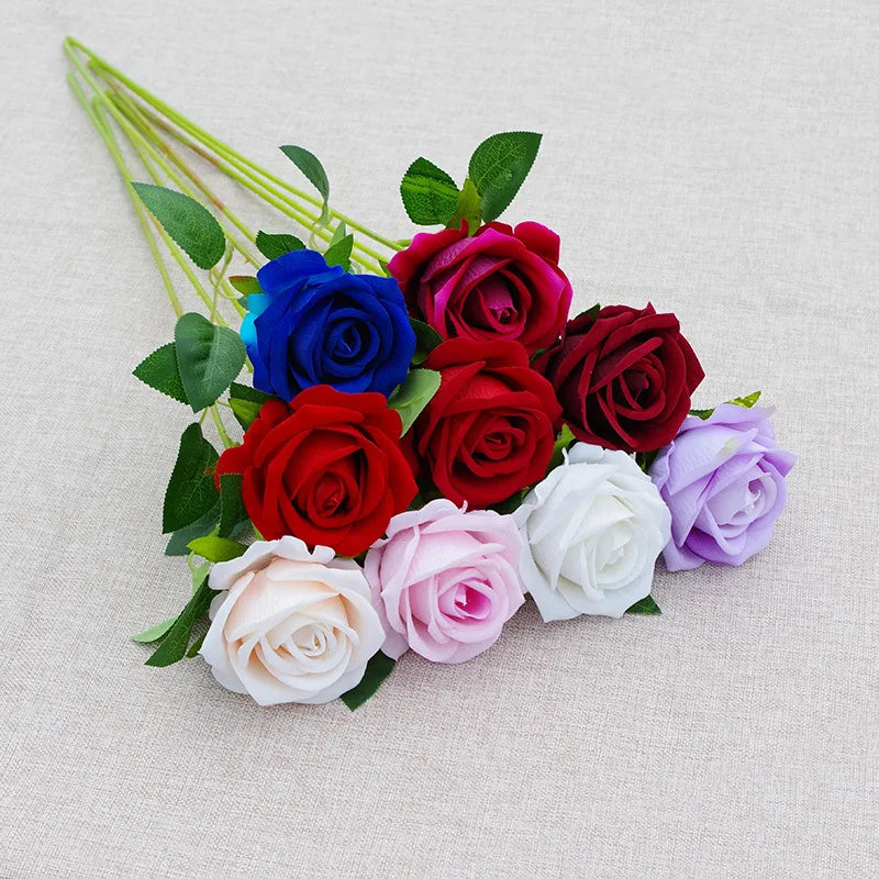 H-091 Hot Sale Single Velvet Artificial Flowers Bulk Wedding Arrangement Centerpiece Decorative