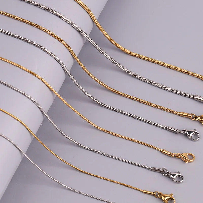 Wholesale Custom 18K Gold Plated Stainless Steel Jewelry  Round Snake Stainless Steel Chain Necklace for Men Women