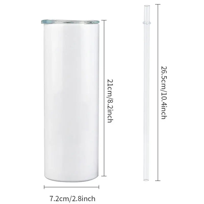 USA 20oz Stainless Steel Insulated Tumbler China Ca Warehouse White Skinny Straight Sublimation Blank 20 oz Straw Glasses