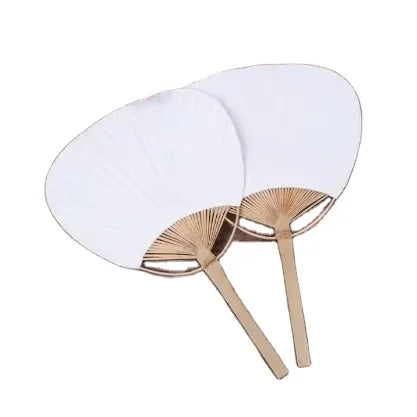 Hot Sales Promotion Gifts Business  Round Hand Fan and Low Price White Paper  FanGifts Custom Bamboo Paddle Fan Wedding Festi