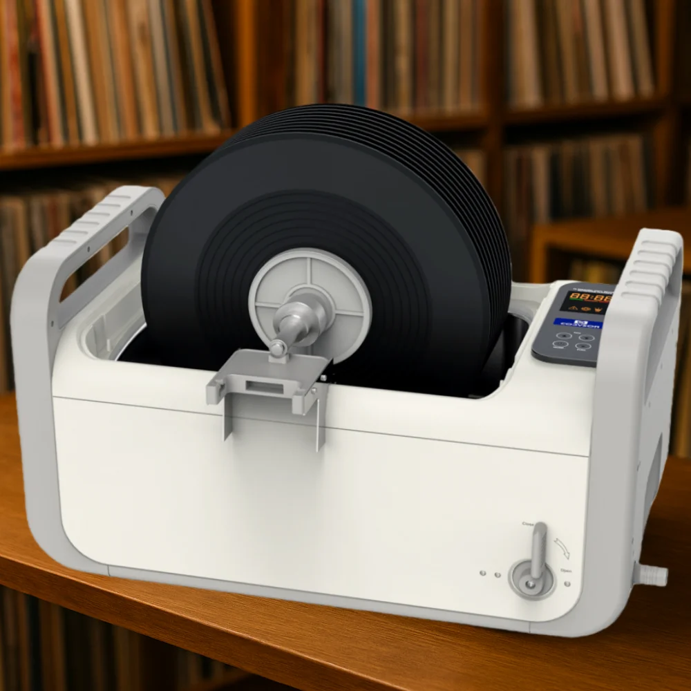 Heated Vinyl Record Washer LP Ultrasonic Cleaner 7.5L Ultrasonic Vinyl Record Cleaner Can Clean 10pcs Records Once Time