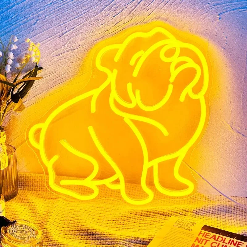 Manufacturer NO MOQ Fast Delivery Custom LED Neon Light British Bulldog Neon Sign Dropshipping Neon Sign for Party Home Decor
