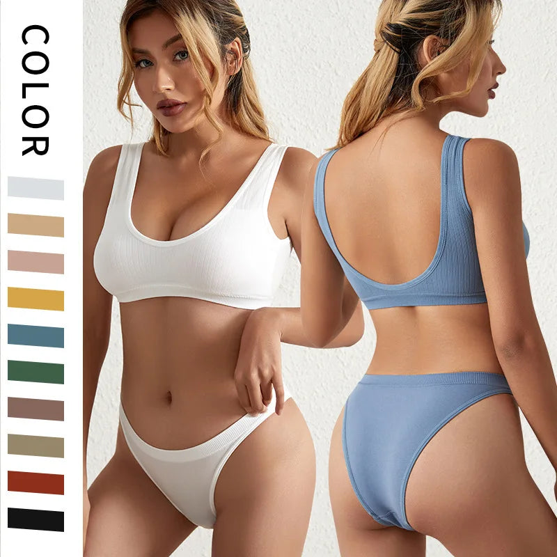 Low Waist Panties Wire Free Bralette Private Label Bra and Panty Set Shorts Set Sexy Bra Special Design Hot Girls Photos