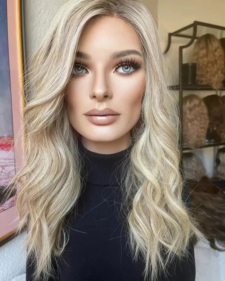 Cuticle Aligned Human Hair Highlight Wigs Transparent Lace Natural Wave Full Lace Wig Prepuckled Hairline Remy Hair