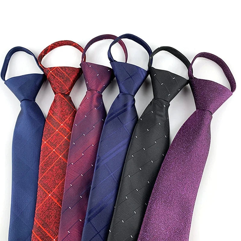 Cheap Hot Sale Top Quality 7cm Zipper Tie Combination Lock Zip up Necktie Red Polyester Woven Business Zipper Tie