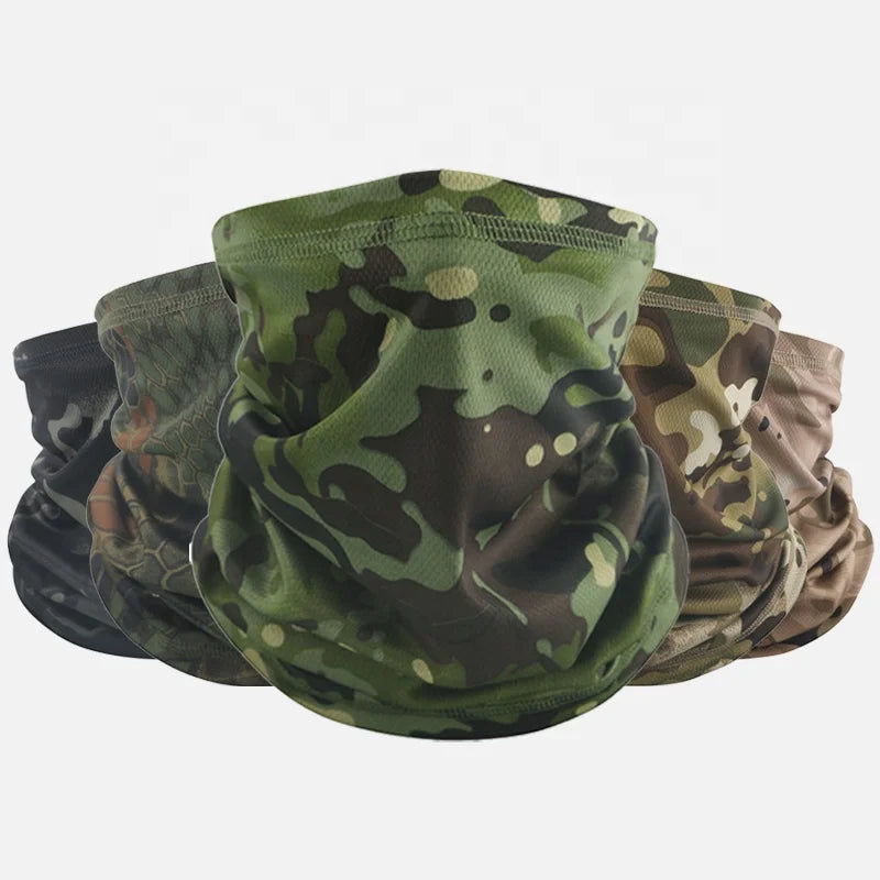 Custom Print Logo Outdoor Summer Sunscreen Sports Motorcycle Cycling Quick Drying Camo Neck Gaiter Cover Mesh Bandana