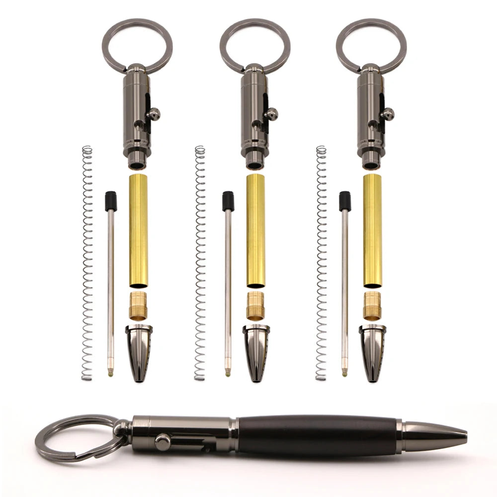 Mini Bolt Action Ballpoint Pen Kits DIY Turning Portable Metal Sports Multi-Functional Logo Keychain Pen