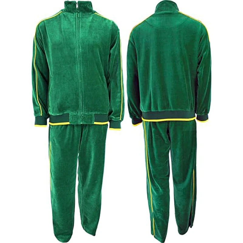 Mens Velour Set Velour Lining Straight Leg Tracksuit Sportswear Fashion Tracksuits Mans 2 Piece