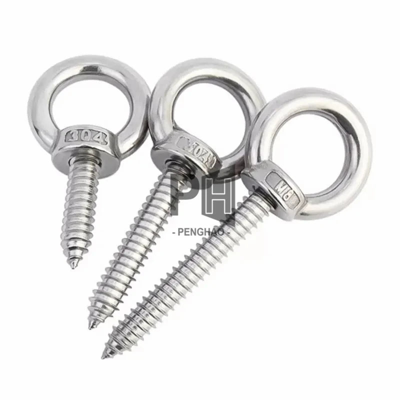 304 Stainless Steel Hanger Ring Self-tapping Screws with Round Ring Hooks Self-drilling Sheep's Eye Ring Type Wood Hanger Bol