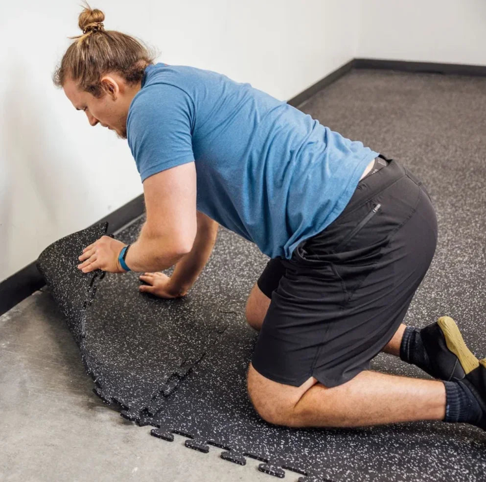 Rubber Floor EPDM Fitness Mat Composite Rubber Tile 50cm X 50cm X 15mm Home Gym Rubber Floor Mat
