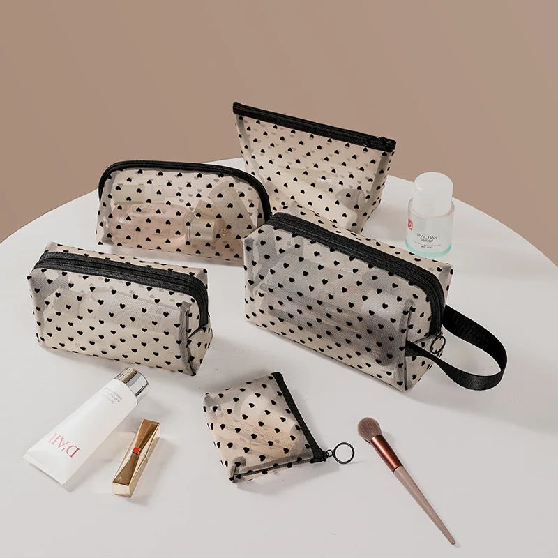 High Quality Waterproof Net Yarn Transparent Makeup Bag Toiletry Women Mesh Makeup Cosmetic Bag