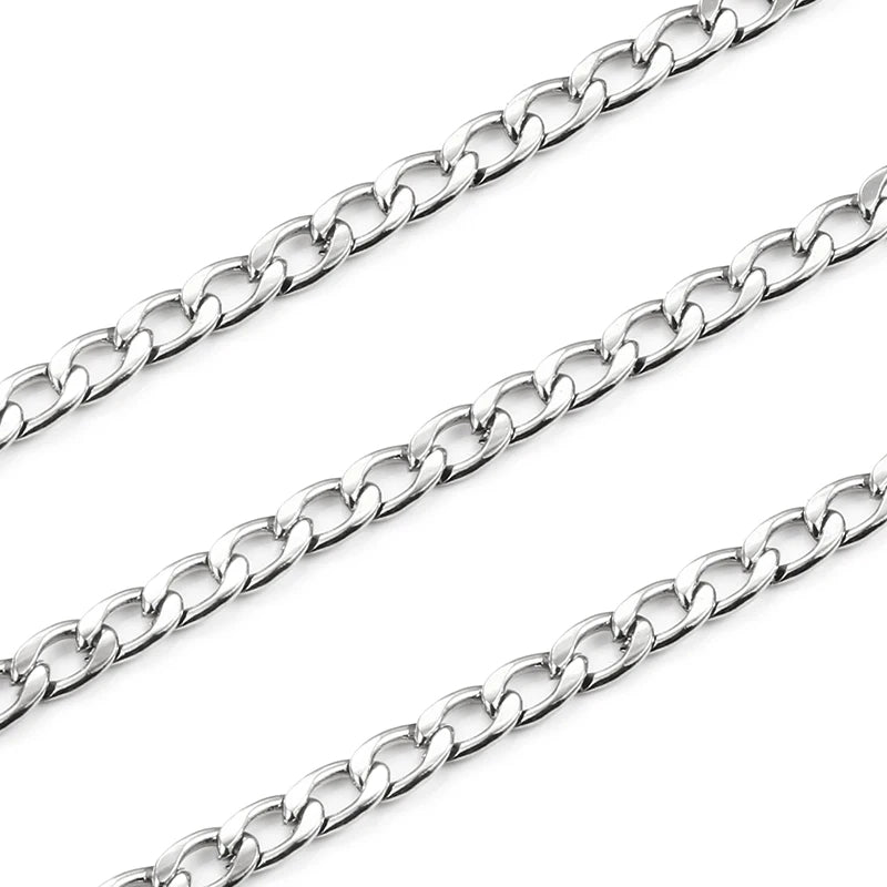 Wholesales New Trend Stainless Steel Cuban Chain Steel Color DIY Jewelry Making and Jewelry Findings for Men and Women