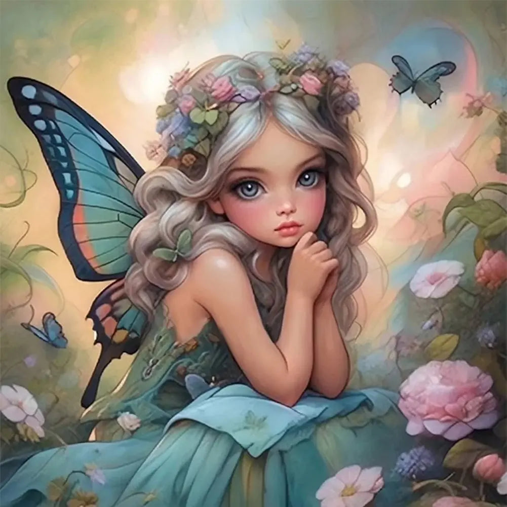 1PC 30*30cm Butterfly Girl Home Decor Diamond Painting Full Round 5D Acrylic Modern DIY Diamond Painting for Wall Decoration