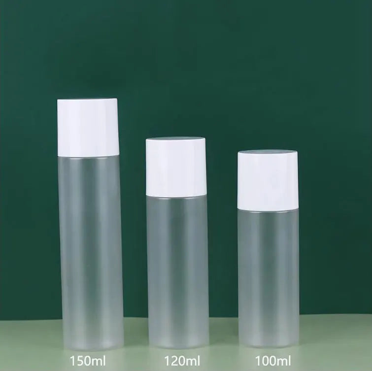Luxury Frosted PET Toner Bottle 100ml 120ml 150ml Matte Plastic Skincare Bottle with White Screw Cap Empty Cosmetic Packaging