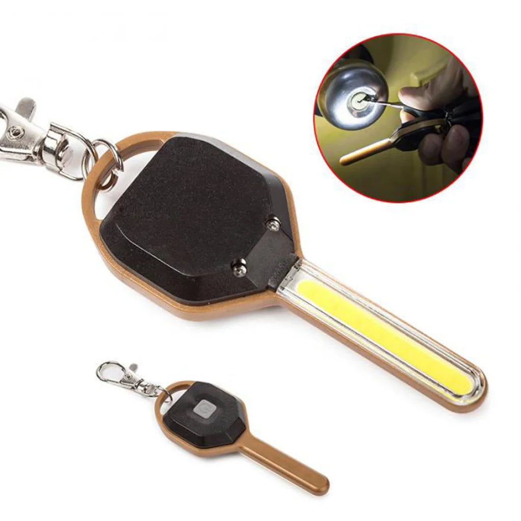 Best Selling Custom Key Shape Portable Pocket Light Carabiner Wholesale Mini Flashlight Emergency LED Light Cob Keychain Plas