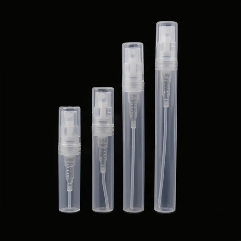 Free Sample Cheap Mini Empty Plastic Sample Perfume Spray Bottle clear White Black 2ml 3ml 5ml 8ml 10ml With Snap on Spray Pu