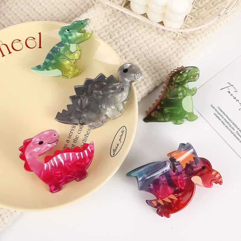 Creative New Medium 7cm Plastic Dinosaur Acetate Hair Clips Cute Animal Shark Clip Headdresses for Girls