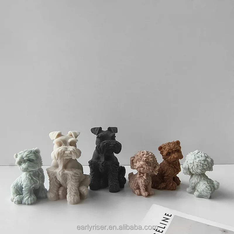 Early Riser Puppy Aromatherapy Candle Silicone Mold Diy Animal Teddy Dog Candle Plaster Glue Drop Ornaments