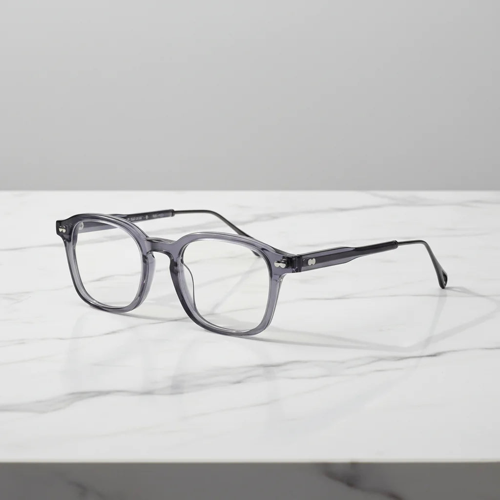 Retro Thickness Acetate Spectacle Eyeglasses Frames with Metal Temple Pure Acetate Optical Glasses Frames for Men for Wom