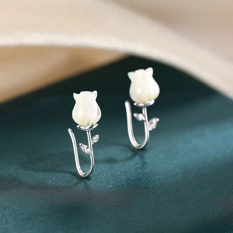 Wholesale Fashion 925 Sterling Silver Tulip Earrings Flower Earrings for Women Girls