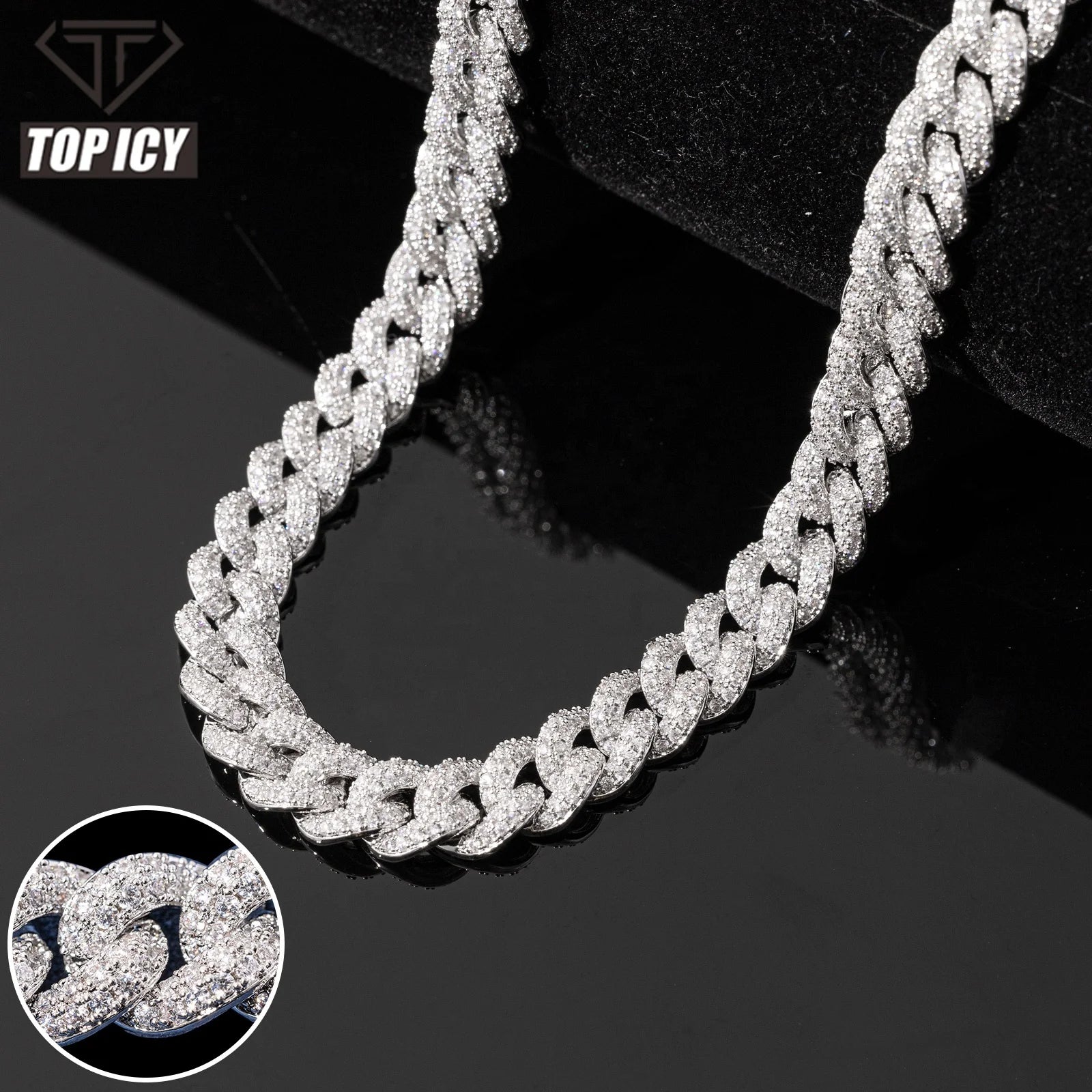 Top Icy 2 Rows Diamond 8mm Iced Out Bubble Cuban Chain Fashion Jewelry Necklace Brass 18K Gold Plated 3A CZ Shiny Necklace Wo