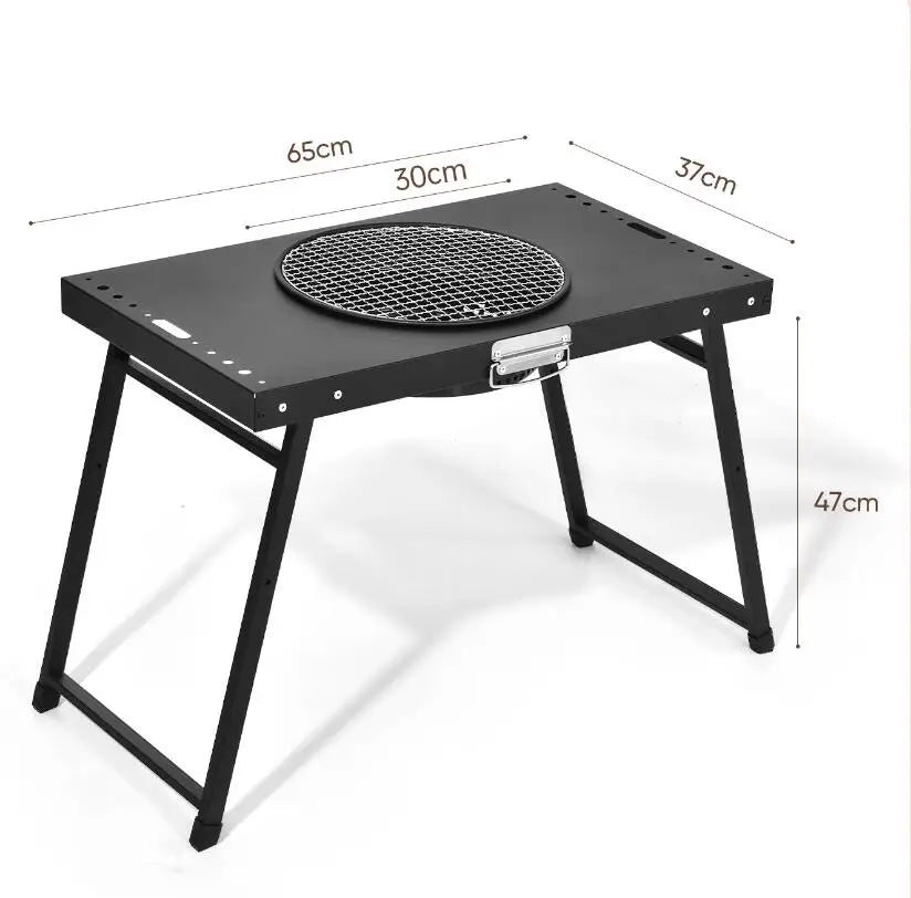 Metal Folding Camping Table for BBQ Tools and Picnics
