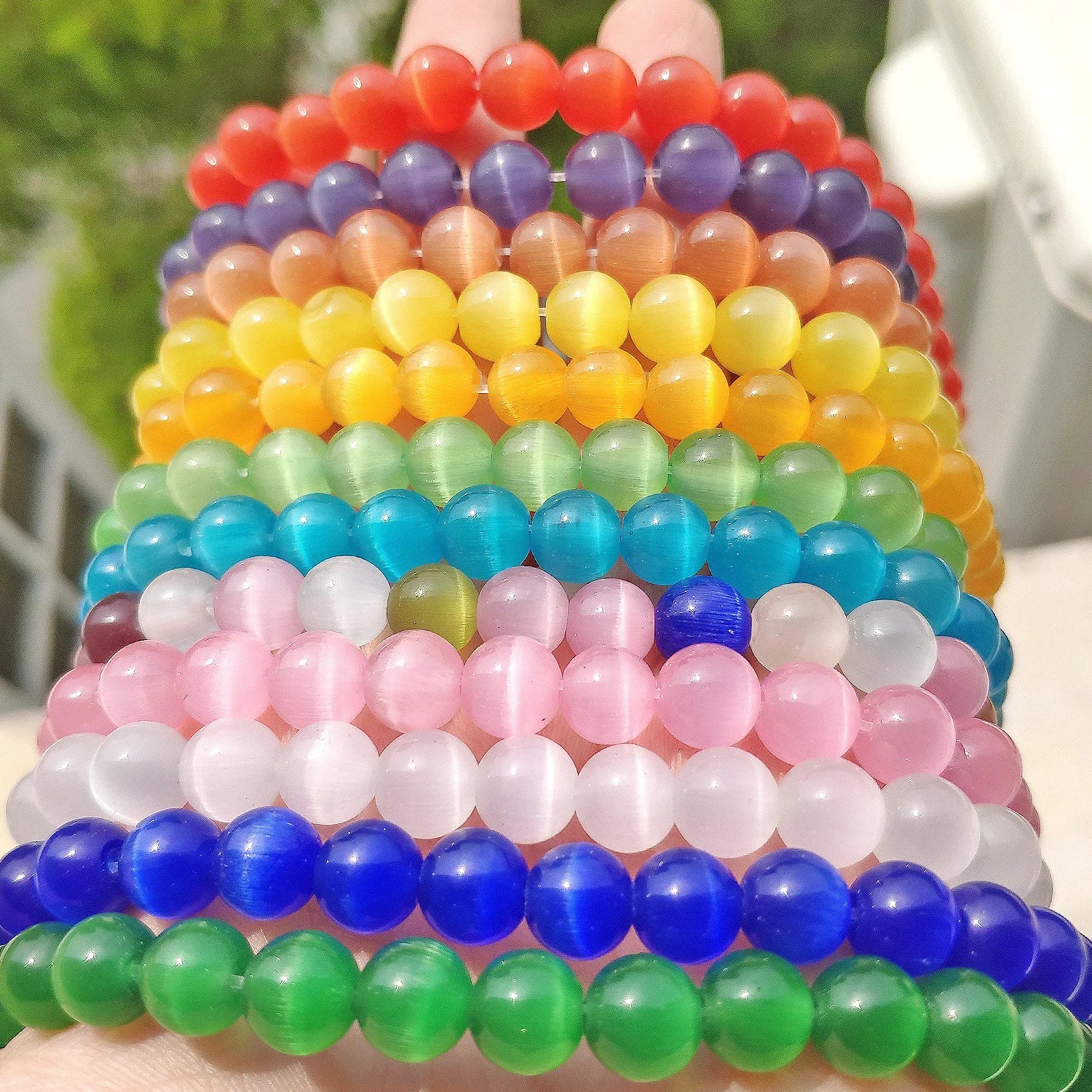 Wholesale Opal Stone Solid Color Round Smooth Natural Stone Beads for Bracelet Jewelry Making
