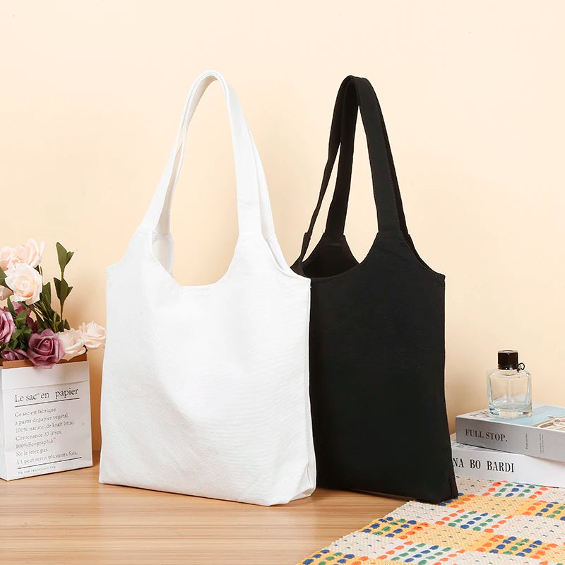 Wholesale Cartoon Pattern 340gsm Canvas Shoulder Tote Bags with Custom Logo Options