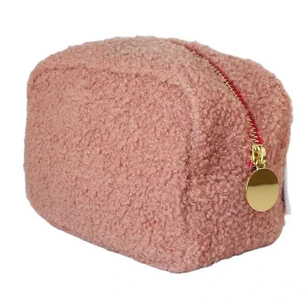 2025 Terry Cloth Teddy Soft Fabric Travel Makeup Bag Terry Towel Cosmetic Bag Velvet for Women